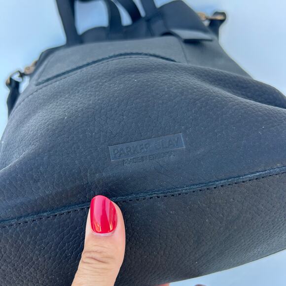 New Parker Clay Valley Wine Tote Leather Black Cylindrical Two Bottles - Picture 10 of 14